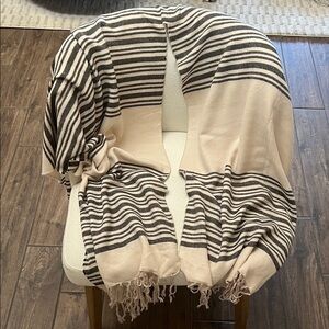 Striped Fringe Poncho